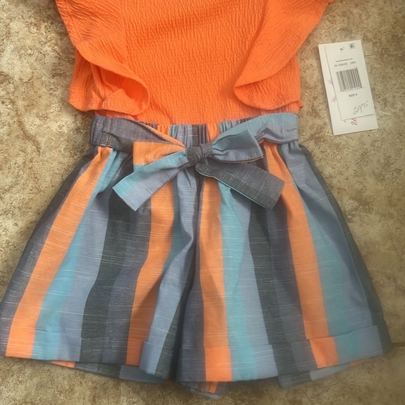 Bonnie Jean Orange Romper - Picture 2 of 4